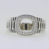 Men's Sterling Silver Semi Mount Ring Setting Round RD 9x9mm Halo - Syzjewelry